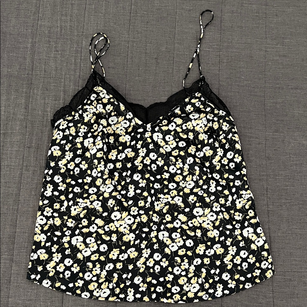 Abercrombie & Fitch Black and White Floral Camisole